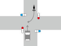 信号機がある交差点での右折車と直進車との交通事故1-2