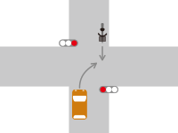 信号機がある交差点での直進車と対向右折車との交通事故4-1
