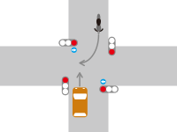 信号機がある交差点での右折車と直進車との交通事故7-2