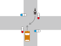 信号機がある交差点での直進車と対向右折車との交通事故1-2