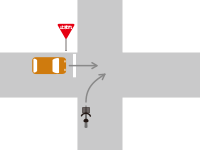 信号機がない交差点での直進車と右折車との交通事故3-2