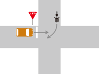 信号機がない交差点での直進車と右折車との交通事故3-4