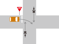 信号機がない交差点での直進車と右折車との交通事故3-5