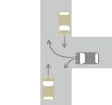 丁（T）字路での直進車と右左折車との交通事故