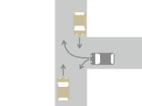 丁（T）字路での直進車と右左折車との交通事故1