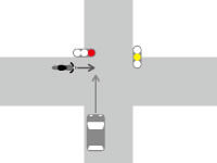 【自動車とバイクの事故】直進車同士が黄信号と赤信号で交差点に進入し接触した場合の交通事故の過失割合