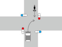 【自動車とバイクの事故】信号機がある交差点で右折車と対向直進車が接触した交通事故の過失割合