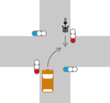 信号機がある交差点での直進車と対向右折車との交通事故1