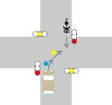 信号機がある交差点での直進車と対向右折車との交通事故4