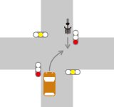 信号機がある交差点での直進車と対向右折車との交通事故3