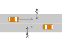 横断歩道のない場所での横断者の交通事故