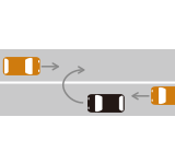直進車両と転回（Uターン）車両との交通事故（転回中）