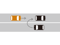 【自動車同士の事故】直進車両と転回（Uターン）車両が転回終了直後に接触した場合の交通事故の過失割合