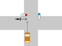 【自動車とバイクの事故】直進車が青信号と赤信号で交差点に進入し接触した場合の交通事故の過失割合