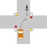 信号機がある交差点での右折車と直進車との交通事故3