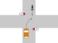信号機がある交差点での右折車と直進車との交通事故4