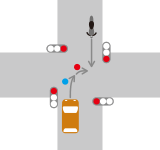 信号機がある交差点での右折車と直進車との交通事故5