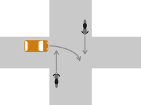 【自動車とバイクの事故】幅員差のある信号機のない交差点における右折車と直進車の交通事故の過失割合