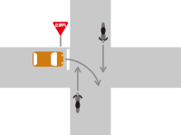 信号機がない交差点での右折車と直進車との交通事故9-1