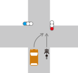 信号機がある交差点での同一方向に進行する直進車と右折車との交通事故1