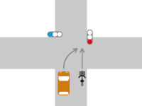 信号機がある交差点での同一方向に進行する直進車と右折車との交通事故1