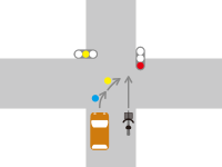 信号機がある交差点での同一方向に進行する直進車と右折車との交通事故2-1