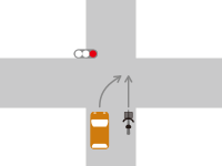 信号機がある交差点での同一方向に進行する直進車と右折車との交通事故3-1