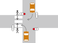 赤信号で進入してきた右左折車との交通事故