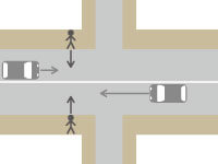 横断歩道のない交差点での交通事故